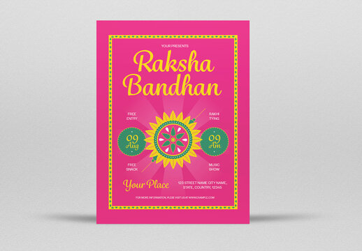 Pink and Yellow Raksha Bandhan Flyer Layout