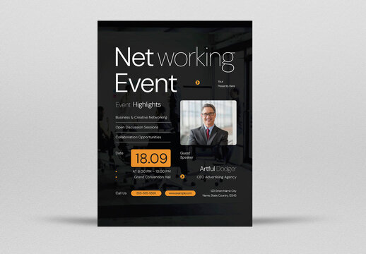 Black and White Minimalist Networking Event Flyer