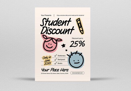 Beige and Yellow Kiddieland Student Discount Flyer