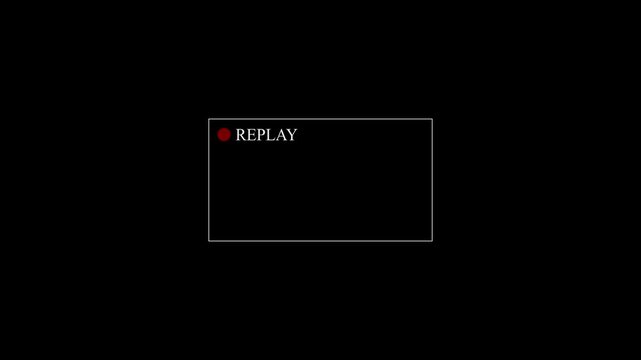 Replay text button animation with alpha channel, Replay icon video for Live Streamers, Action replay sign icon loop animation with transparent background in Bk