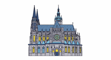 Obraz premium A Gothic cathedral with tall spires, arched windows, and a rose window