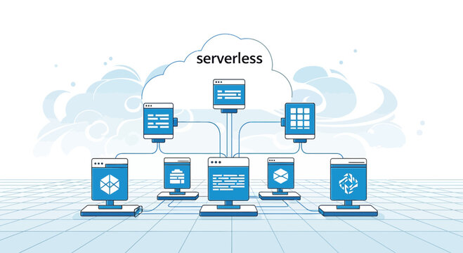 Serverless Computing Cloud Technology Network Diagram