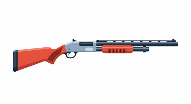 A flat illustration of a shotgun with orange stock and foregrip