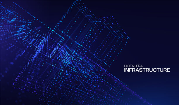 Technology cube abstract for background data 3d and science graphic research. Scientific dot digital for geometry visualization presentation and system chemical object. Technology design business.