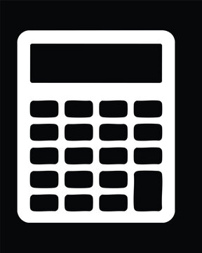Black and white of a basic calculator with number keys numbers
