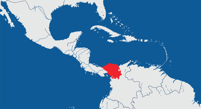 Political map of Central and South America showing the country of Panama highlighted in bright red color against a blue ocean background.