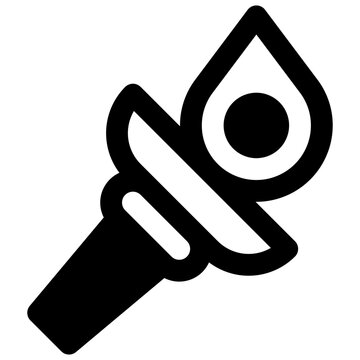 Torch. Outlined stroke vector icon with black-filled details.