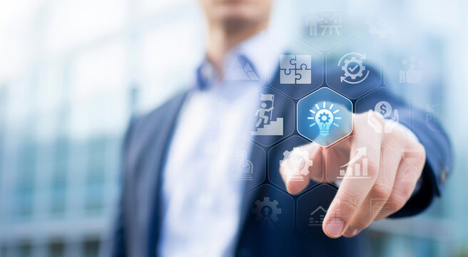 Chief Strategy Officer hands holding roadmap Strategy formulation execution competitive advantage network connections long-term vision business model strategic planning.
