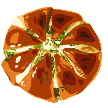 Korean Garlic Bread Vector Illustration