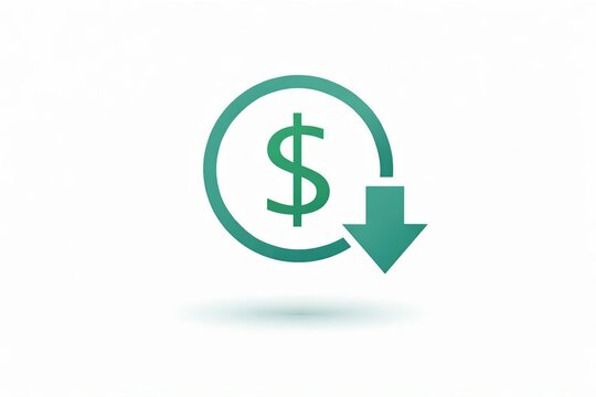 Modern circular money icon with downward arrow symbol