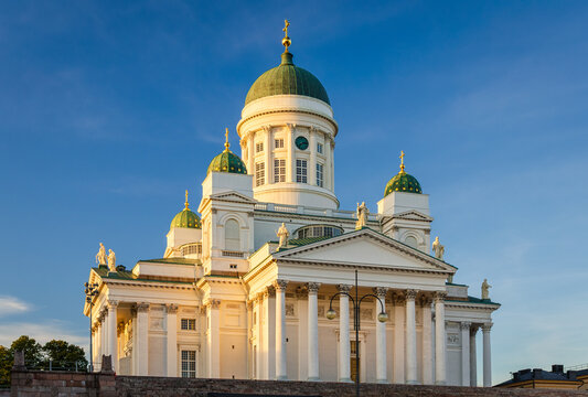 Helsinki Lutheran Cathedral in evening light, Finland