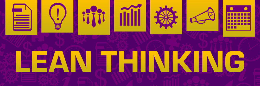 Lean Thinking Pink Purple Orange Business Symbols Texture On Top 