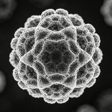 Original transmission electron micrograph of the icosahedral capsid of reovirus, showing the double-layered capsid structure and negative staining contrast.