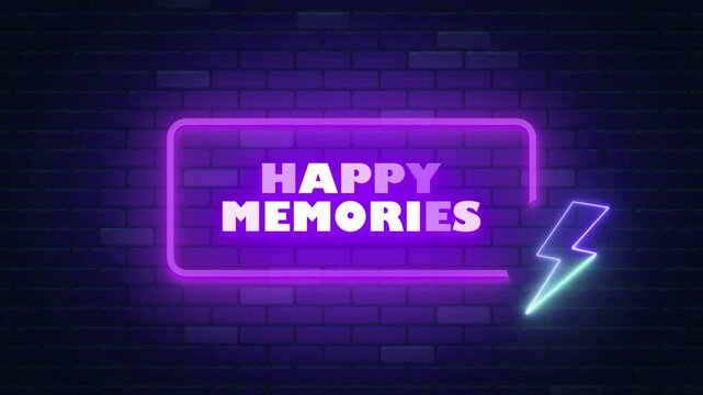 HAPPY MEMORIES NEON TITLE WITH NEON BACKGROUN