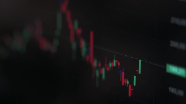 Financial Stock Market Graph with Blurred Bokeh Background, Crypto Trading