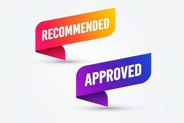 Fototapeta premium Colorful recommended and approved banner flags with gradient colors