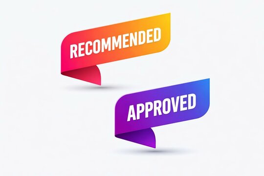 Colorful recommended and approved banner flags with gradient background