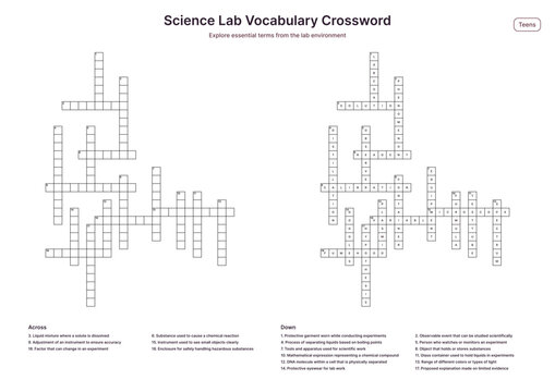 Science Lab Vocabulary Crossword - Teens