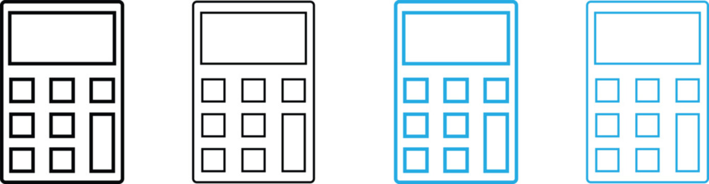 Calculator line icon set for math.