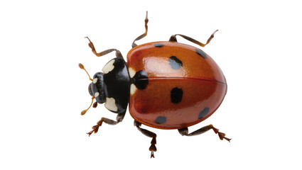 Orange ladybug with black spots, isolated on transparent background © Piotr