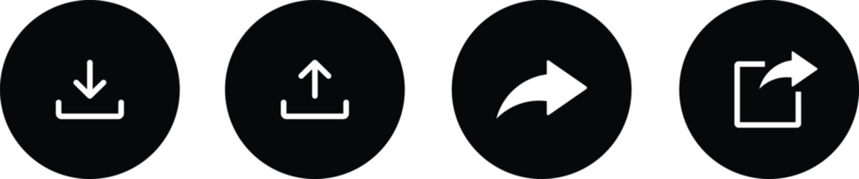 Download upload share and export solid button set
