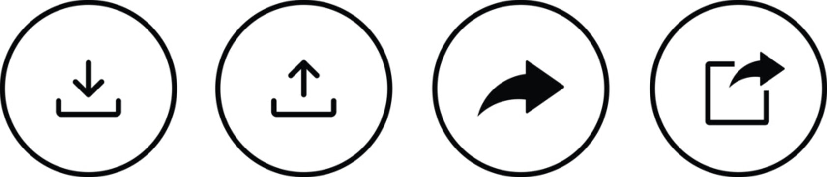 Download upload share and export icon set