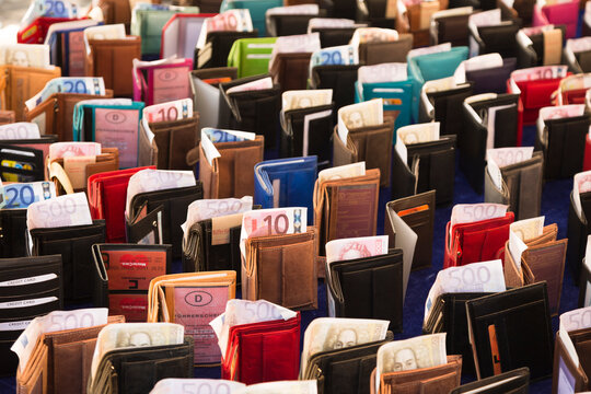 Purses with banknotes