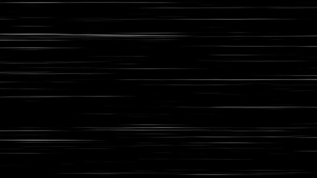 Right to Left speed lines moving with alpha channel. black anime background, manga speed line motion 4K video animation. Anime Horizontal Speed Lines Seamless recurring speed line background.