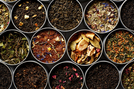 Tins of different sorts of tea