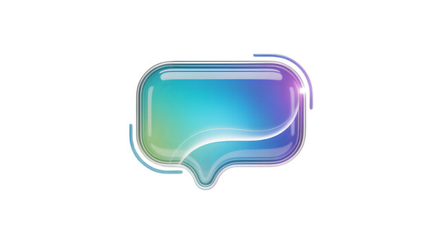 Futuristic Gradient Chat Bubble Icon 3D Neon Messaging Communication Symbol Render Isolated on transparent Background