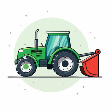 Green Tractor with Front Loader Illustration