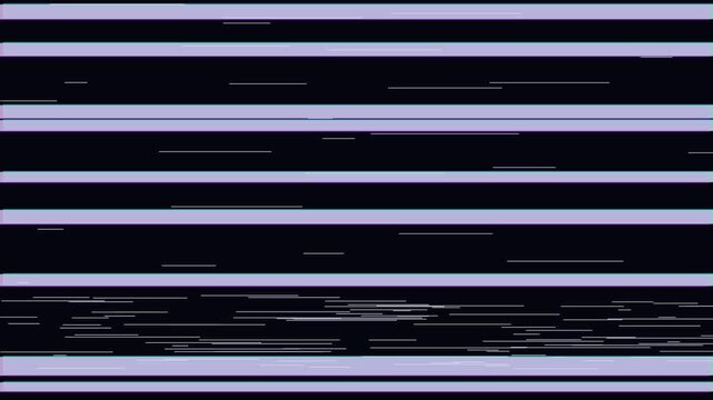 VHS signal glitch horizontal lavender bars flickering with thin white tracking lines distortion for video overlay