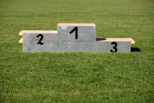 Winner's Podium in Grass Field