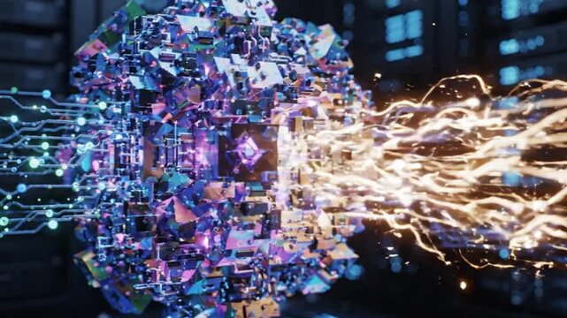 Abstract Digital Transformation Data Flow to Futuristic Network