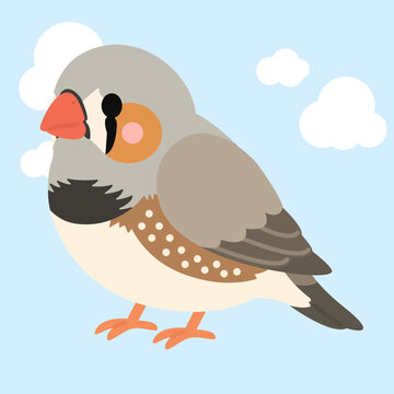 Cute Zebra Finch Flat Design Illustration