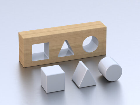 Geometric forms on white ground, 3D Rendering