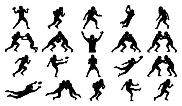 20 American Football Player Vector Silhouettes for Sublimation