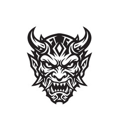 Fototapeta premium Tribal style demon mask head vector illustration.