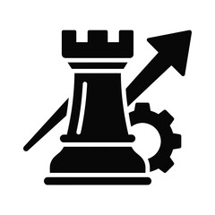 Rook chess piece with gear and arrow growth © Jabed Omar