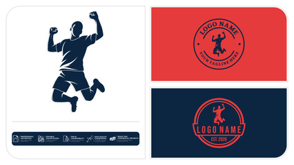 Obraz premium Football Player Celebration Badge Logo Set