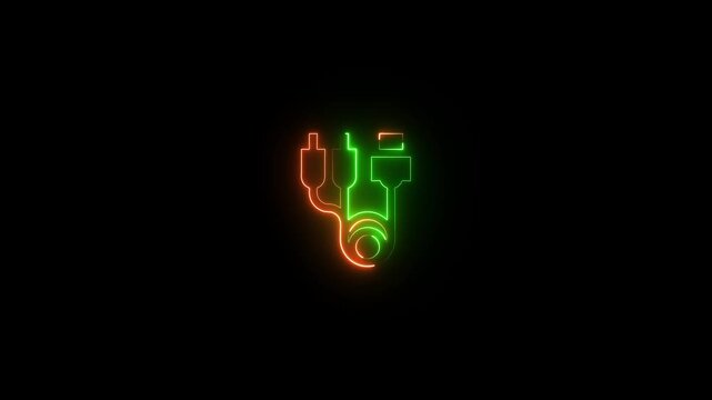 Neon glowing icon of rca and hdmi cable connectors, digital technology and multimedia connectivity concept, vector illustration