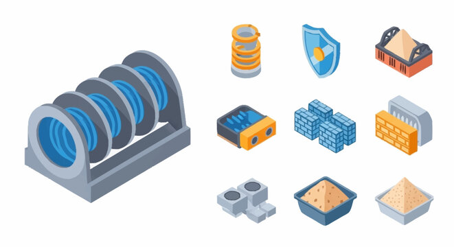Industrial manufacturing process with raw materials.