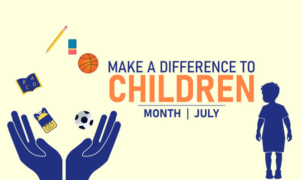 National Make A Difference to Children Month Vector Greeting Card Poster Banner Design Illustration
