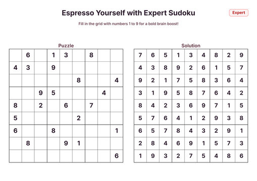 Espresso Yourself with Expert Sudoku