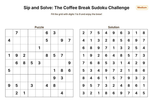Sip and Solve: The Coffee Break Sudoku Challenge