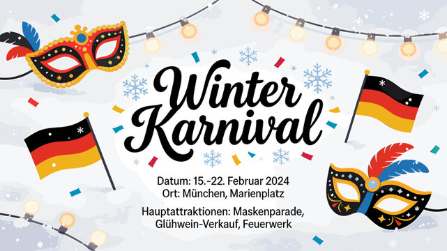 Winter Carnival in Munich: A Festive Celebration with Masks, Flags, and Fireworks.