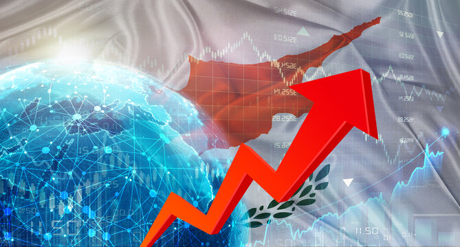 Global financial growth with Cyprus flag. Financial growth with Cyprus flag on economic background