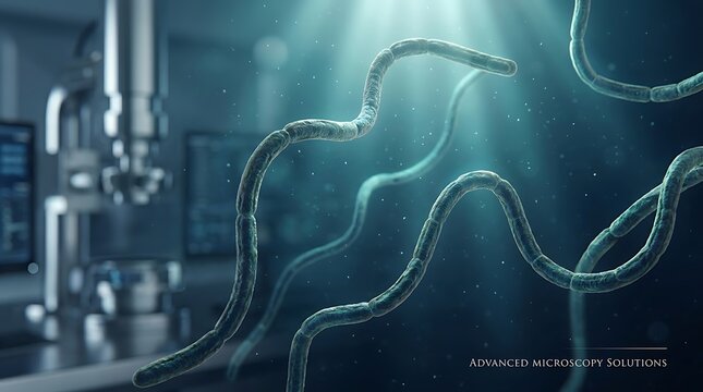 Advanced microscopy solutions with bacteria cells in scientific laboratory setting.