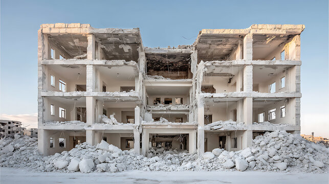 An architectural panoramic view of the collapsed building