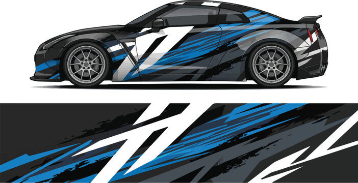 Black and blue sports car design.